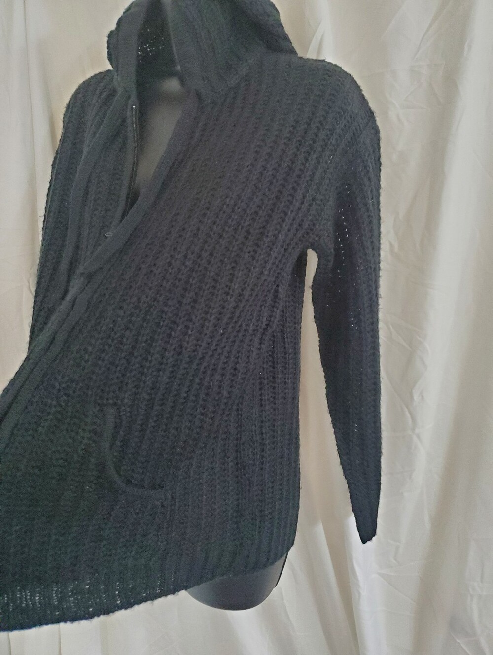 Black crochet style zip up oversized hoodie size Small brand new - Picture 2 of 11